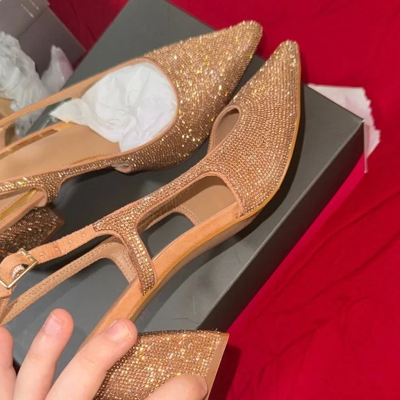 Vince Camuto Glittering Gold Slingback Heels - Picture 11 of 17